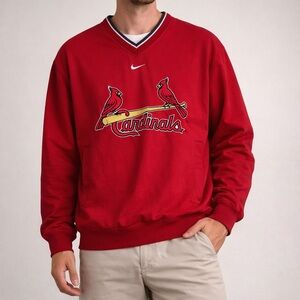 Nike Men's Red V-Neck St. Louis Cardinals Pullover Sweatshirt MLB Size Small